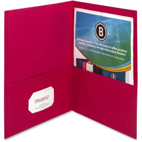 business source bsn  pocket folders  box red walmart