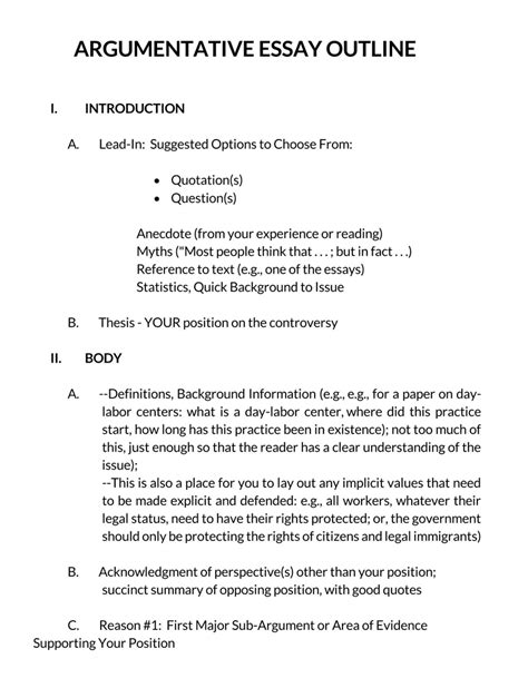 argumentative essay outline format   examples