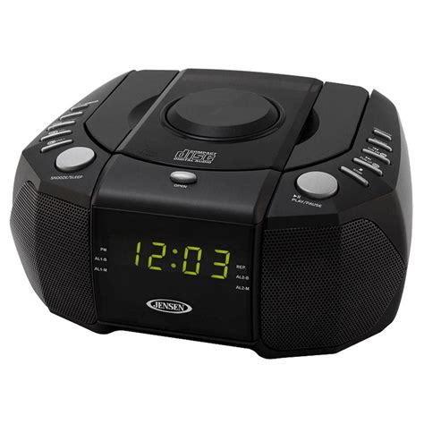 jensen amfm stereo dual alarm clock radio  top loading cd player
