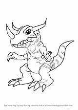 Digimon Greymon Draw Drawing Step Sketch Tutorials Drawings Learn Paintingvalley sketch template