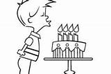Coloring Birthday Boy Pages Candles Blowing sketch template