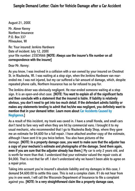 car accident demand letter   write examples
