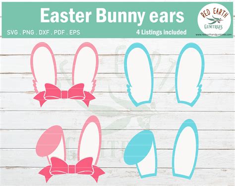 easter bunny ears svg easter rabbit ears  bow svgpngdxfepspdf