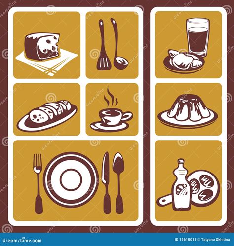 food symbols set stock vector illustration  plug cake