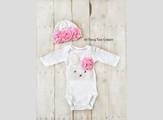 Baby Girl Newborn Take Home Outfit Bunny Pink Rosettes Baby Hat Little