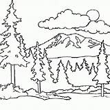 Pemandangan Gunung Mewarnai Marimewarnai Paud sketch template