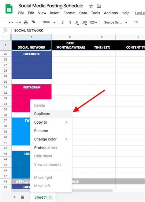 create  social media posting schedule  template  tools
