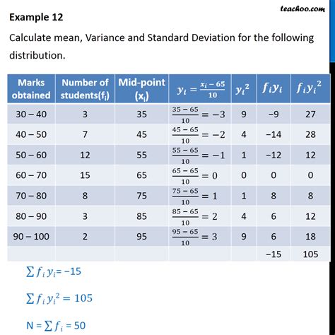 calculate  variance standard deviation