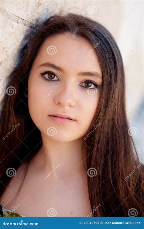 Spanish Brunette Girl With Long Hair Stock Image Image Of Portrait