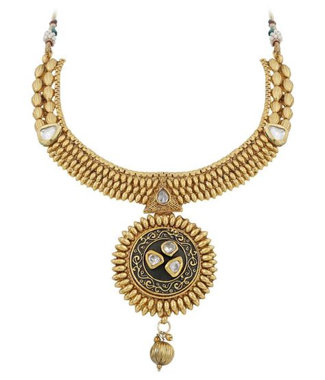 palash antic artisan gold plated designer necklaces set  white