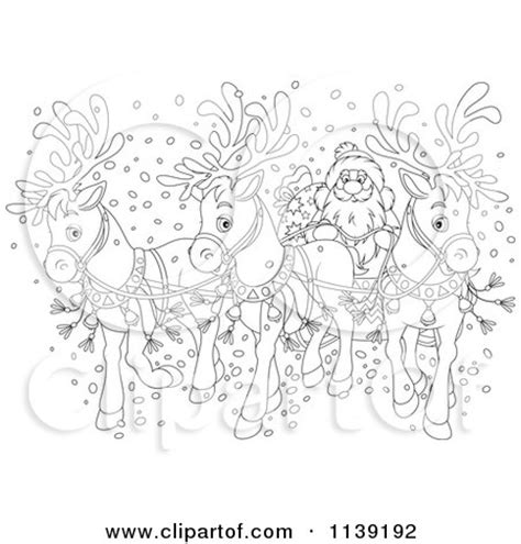outlined santa  reindeer sleigh posters art prints  interior