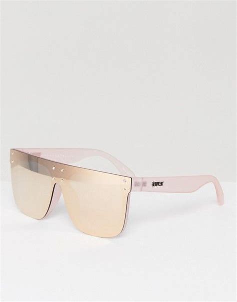 quay australia hidden hills flat brow sunglasses  pink asos