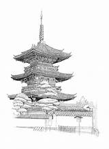 Oriental Japanische Tatuagem Tempel sketch template