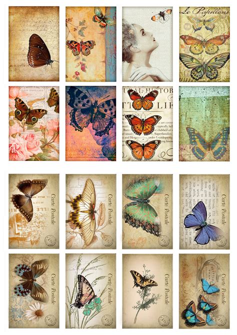 butterfly junk journal printable ephemera pack  pages etsy