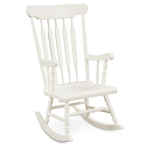 costway solid wood rocking chair porch rocker indoor outdoor seat glossy finish white walmartcom