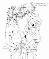 Anime Coloring Valentine Couple Pages Sheets Color Printables Manga Crunchyroll Each Other sketch template