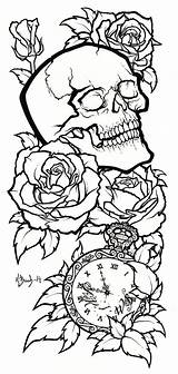 Skull Tattoo Tattoos Pages Lineart Deviantart Designs Coloring Drawing Rose Outline Sugar Skulls Stencil Drawings Cool Stencils Roses Sleeve Color sketch template