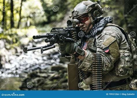 army ranger machine gunner stock photo image  commando