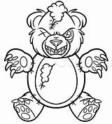 Bear Teddy Scary Drawing Drawings Draw Coloring Creepy Pages Sketch Easy Step Sad Monster Clown Line Outline Halloween Cartoon Bears sketch template