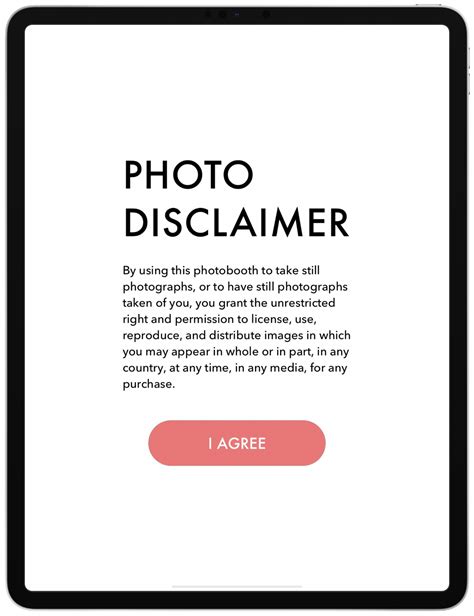 disclaimer screen photobooth supply