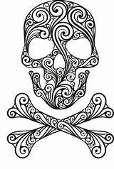 Skull Coloring Sugar Pages Skulls Printable Girl Halloween Adult Girly Crossbones Color Print Tattoo Colouring Stencil Sheets Wall Decor Dead sketch template