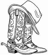Western Laars Bottes Kicking Chapeau Patronen Schets Laarzen Chaussure Clipartix Sheets Sketchite sketch template