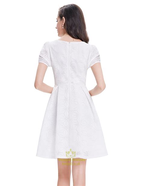 elegant white short semi formal dresses  short sleeves vampal dresses