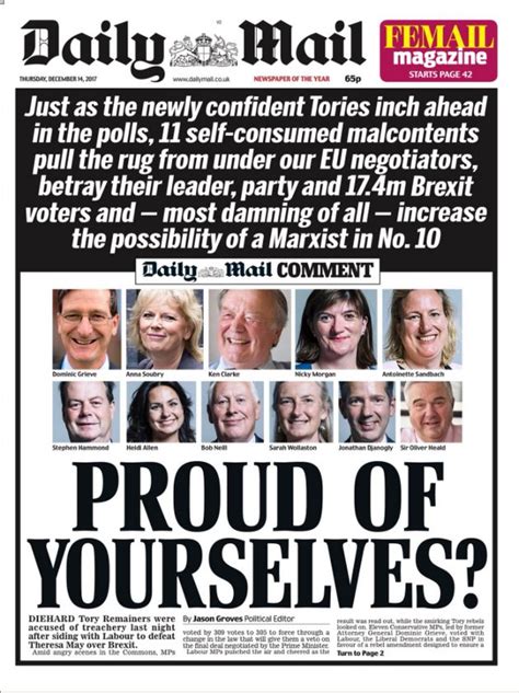 daily mail accused  putting mps  risk  abuse  front page lambasting tory brexit rebels