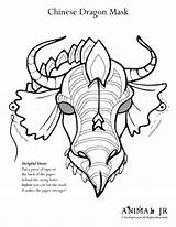 Dragon Coloring Printable Mask Chinese Masks Year Pages Face Color Craft Head Animal Kids Print Dragons Crafts Printables Halloween Template sketch template