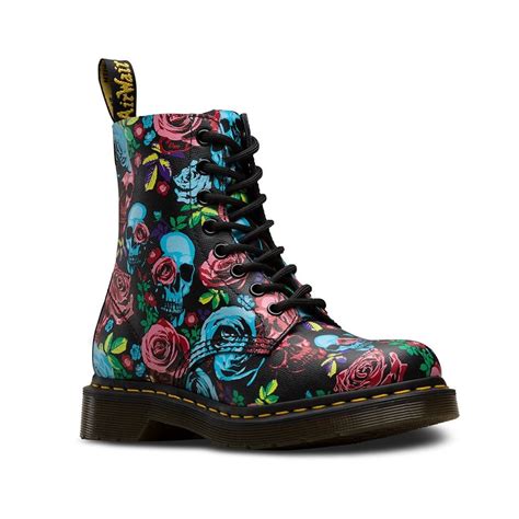 dr martens womens  pascal rose ankle lace  boots blackmulti roses millars shoe store