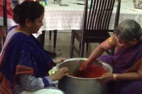 this old video of defence minister nirmala sitharaman helping prepare pickle at home has left