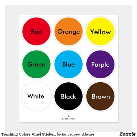 teaching colors vinyl stickers zazzlecom   teaching colors