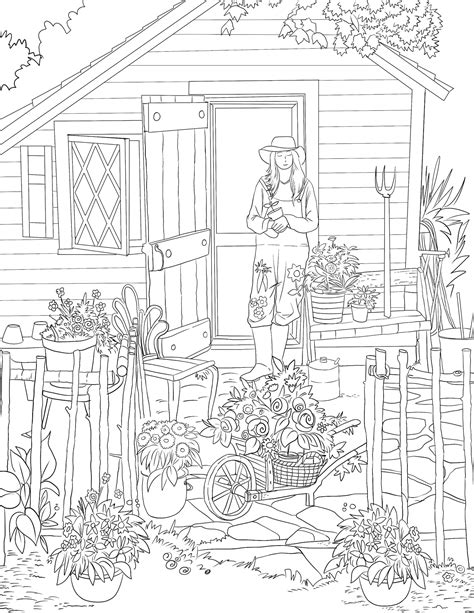 farm house printable adult coloring page  manila shine coloring