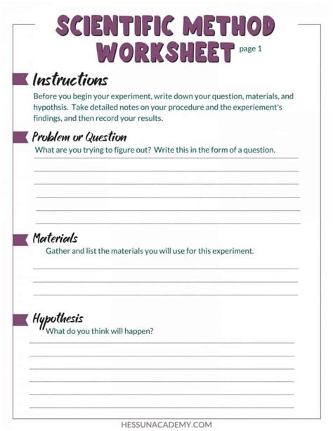 scientific method worksheet elementary