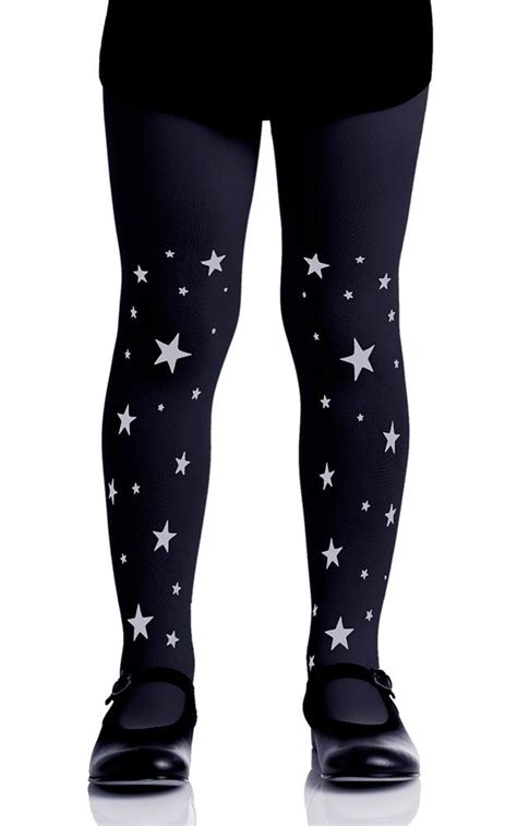 stars print patterned girls tights black and grey black tights tights star print