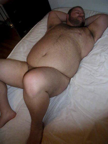 huge chubby guy laying in the bed naked chubby cum