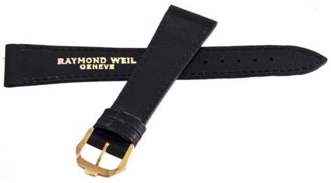 raymond weil geneve womens mm black leather gold buckle  band