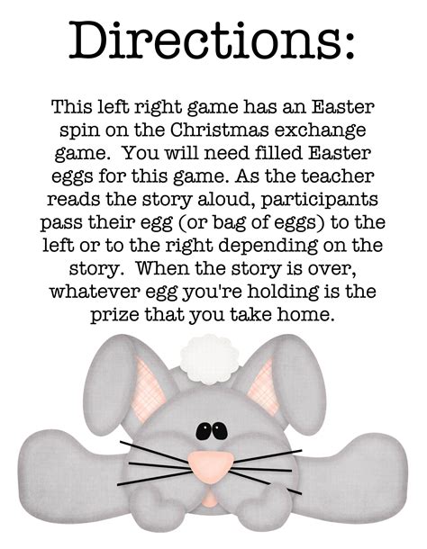 bunny tale left  game easter party games easter preschool