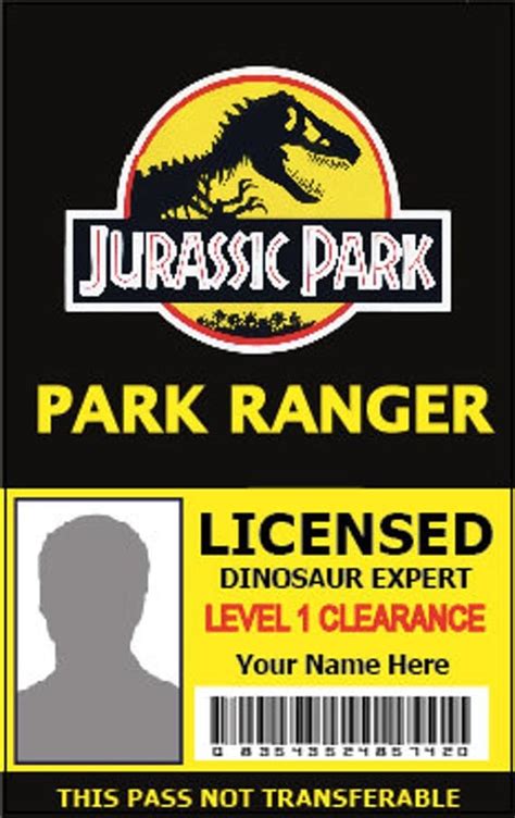 items similar  custom jurassic park pvc id pass park pass park