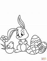 Coloring Easter Chick Bunny Pages Cute Eggs Drawing Printable Supercoloring sketch template