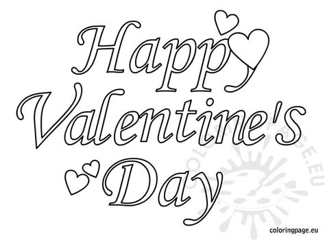 happy valentines day text coloring page