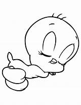 Tweety Vogel Looney Cartoons Sleepy Piolin Colorear Schablone Toons Tunes Coloringhome sketch template