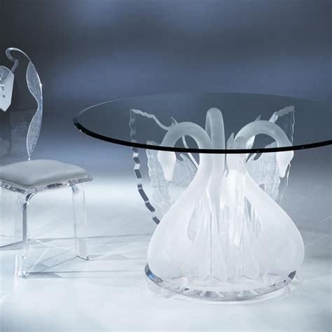 Clear Acrylic Legend Swan Round Dinette Table With Glass Top Usa
