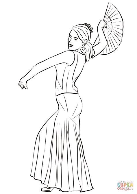 spanish woman dancing flamenco coloring page  printable coloring