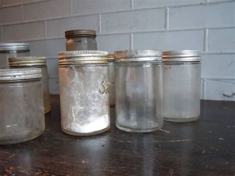 Vintage Glass Jars With Metal Screw Cap Lids Set Of 11 As Etsy