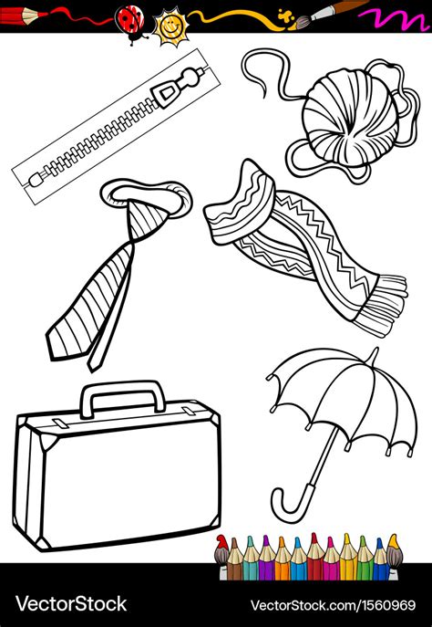 cartoon objects coloring page royalty  vector image