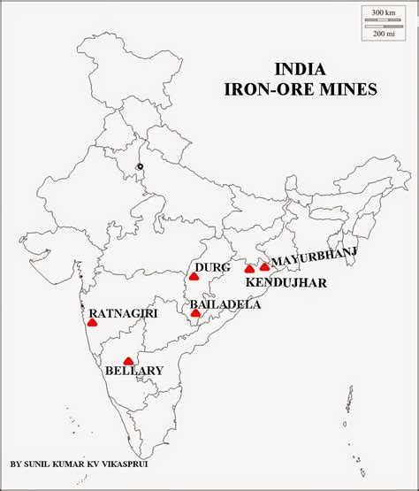 geography   map work iron ore mines