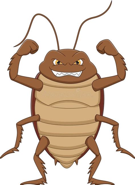 cartoon cute cockroach waving  white background stock vector illustration  icon comic