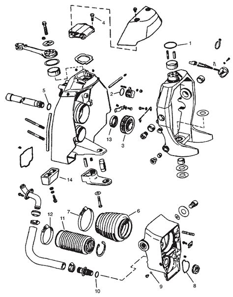 omc cobra sx exploded view transom assembly   marine parts house