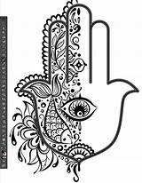 Hamsa Hand Fatima Tattoo Sketch Coloring Pattern Drawing Eye Pages Illustrator Fish Shirt Flower Designs Patterns Dorita Illustration Palm Pen sketch template